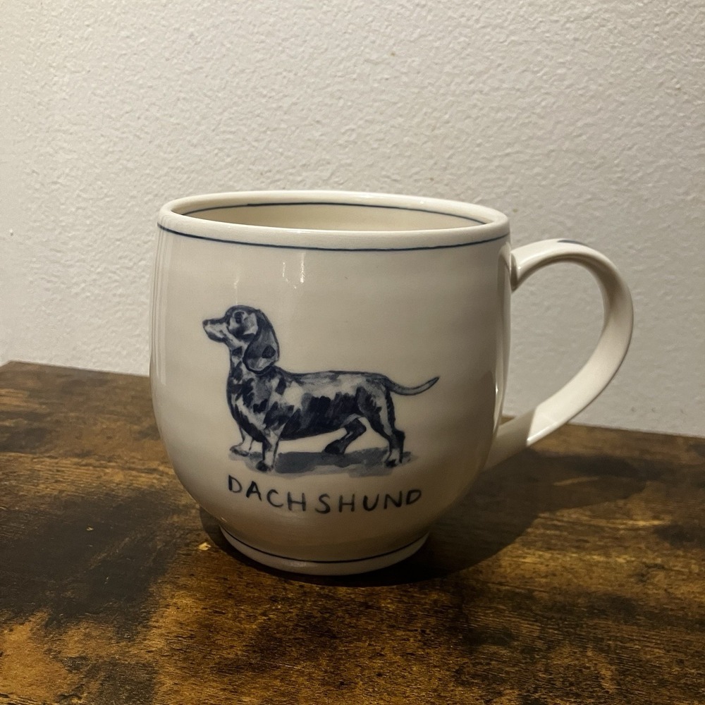 Anthropologie by Molly Hatch Dachshund Large Mug Cup Limited Edition Blue Dog‎
